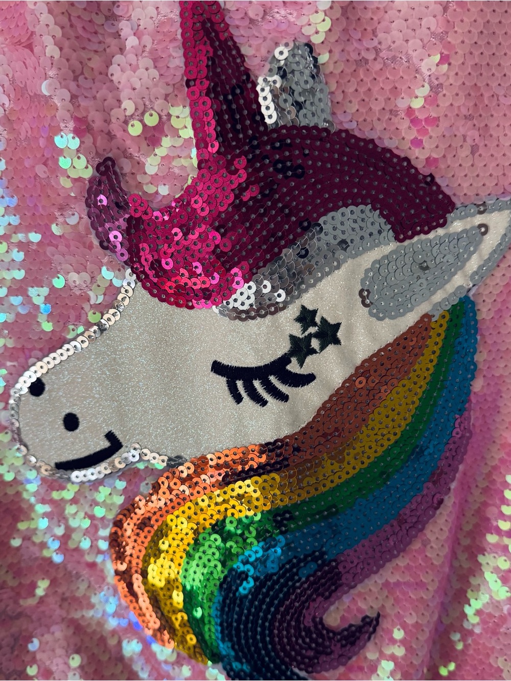 Lola + The Boys Pink Sequin Unicorn Jacket with Rainbow Mane - Picture 3 of 4